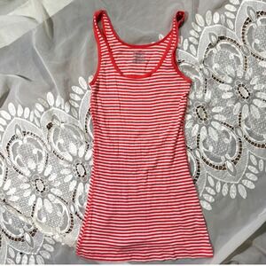 Y2K Mossimo Supply Co Red White Striped Long & Lean Ribbed Tank Top Small